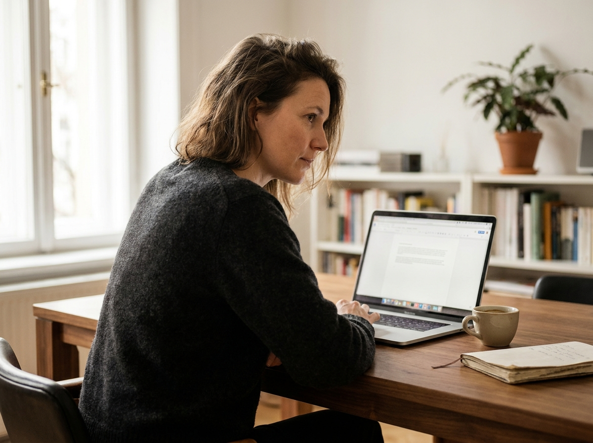Founder working at a laptop